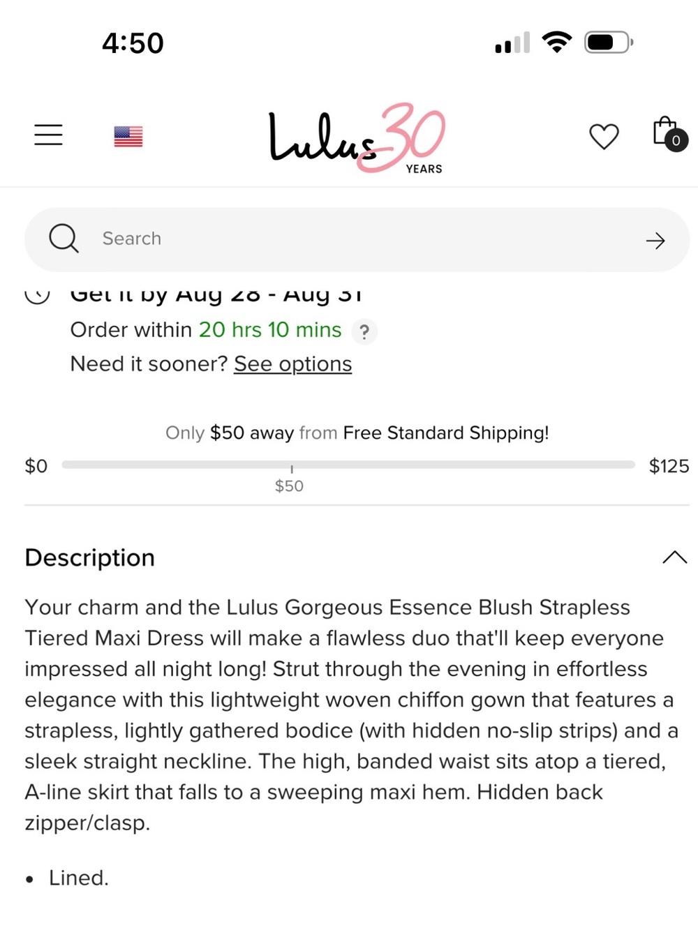 Lulu's Blush Strapless Tiered Ruffle Maxi Dress - Picture 6 of 6